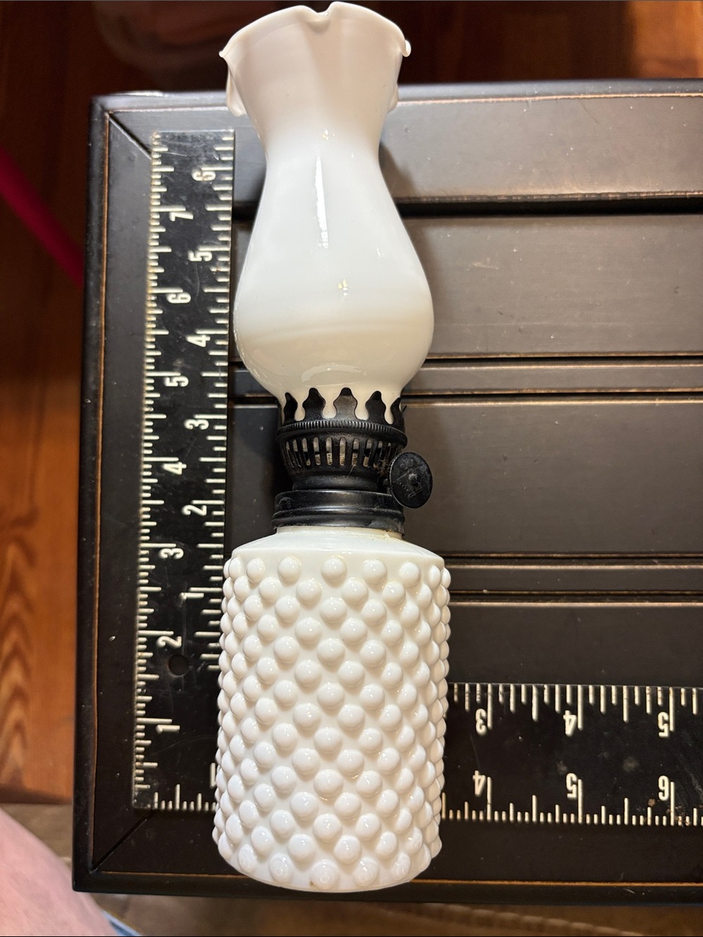 White Hobnail Milk Glass Vase with Fluted Top - Unbranded